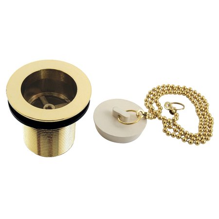 KINGSTON BRASS 112 Chain and Stopper Tub Drain with 2 Body Thread, Polished Brass DSP20PB